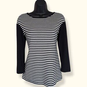 🍁Vintage Annie B&W Striped 3/4 Top